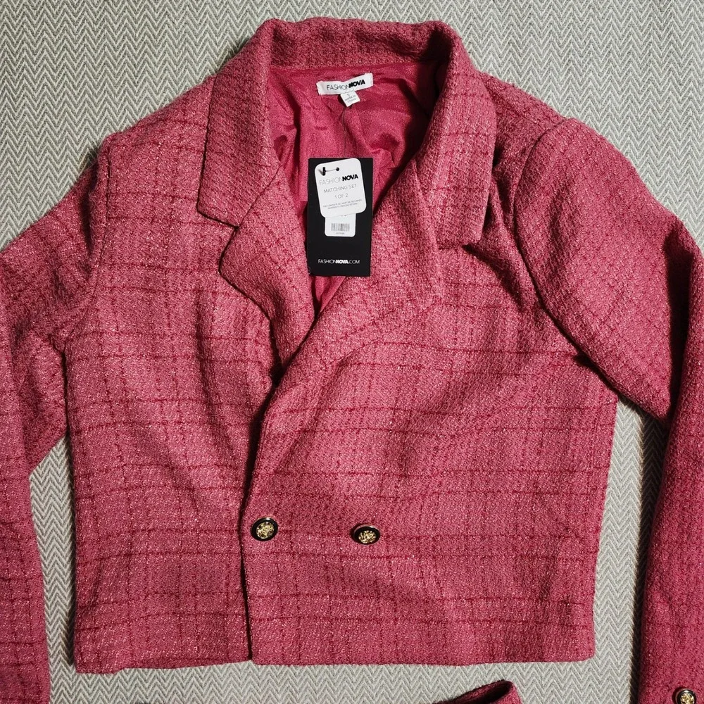 Fashion Nova Ellie Tweet Short Set Rose Pink Blazer Shorts 2 Piece NWT Small